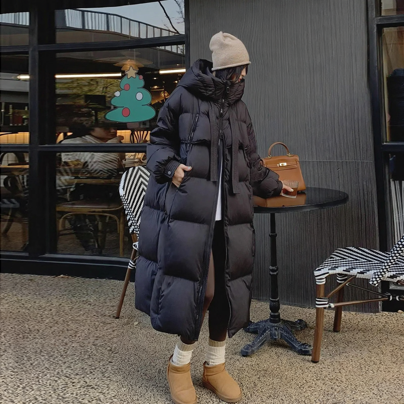 Lange Damen-Winterjacke im koreanischen Stil