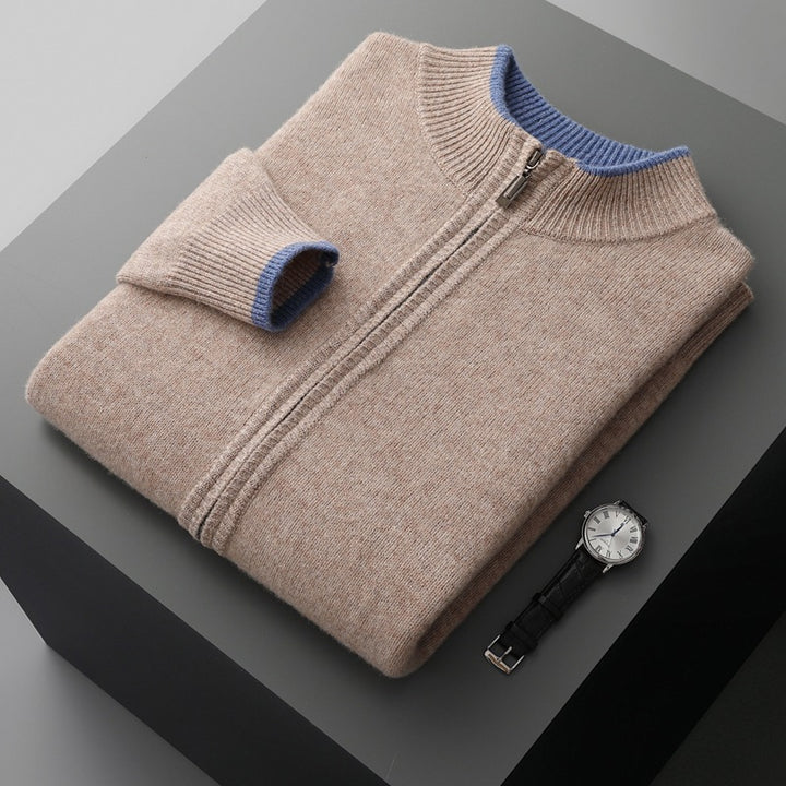 Herren-Strickjacke mit Reißverschluss und Stehkragen