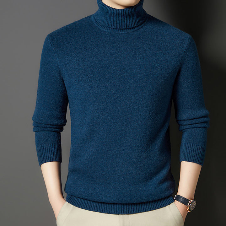Herren-Rollkragenpullover mit Wollanteil, dick