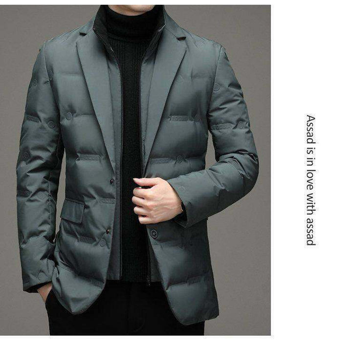 Herren-Daunenjacke im Sakko-Stil mit abnehmbarem Kragen