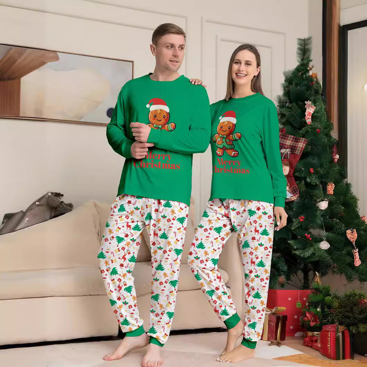 Familien-Pyjama-Set, Lebkuchenmann-Druck, Langarm