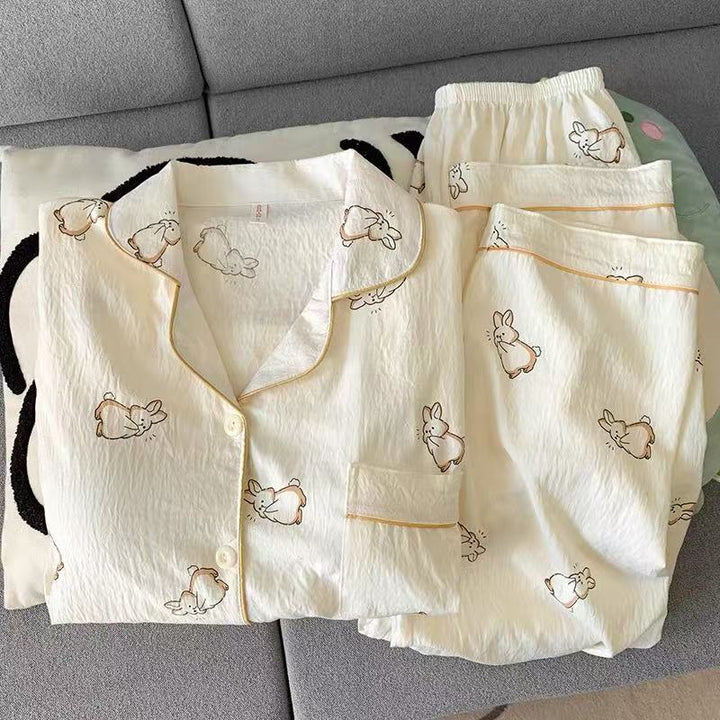 Damen-Pyjama, langärmelig, weich, Cartoon-Design