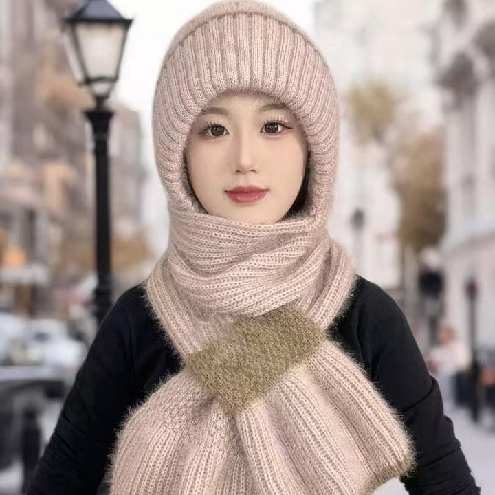 Strickmützen- und Schal-Set, gefüttert, Winter