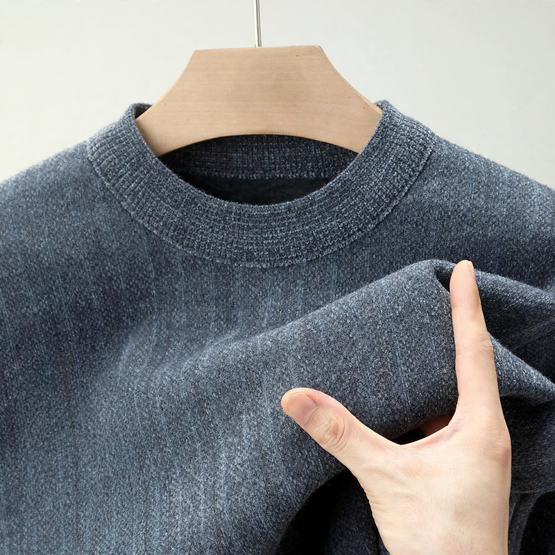 Herren-Pullover mit Stehkragen, gefüttert, Jacquard-Muster