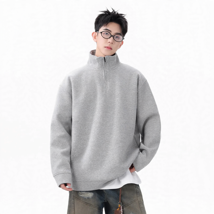 Herren-Sweatshirt mit Stehkragen und überschnittenen Schultern