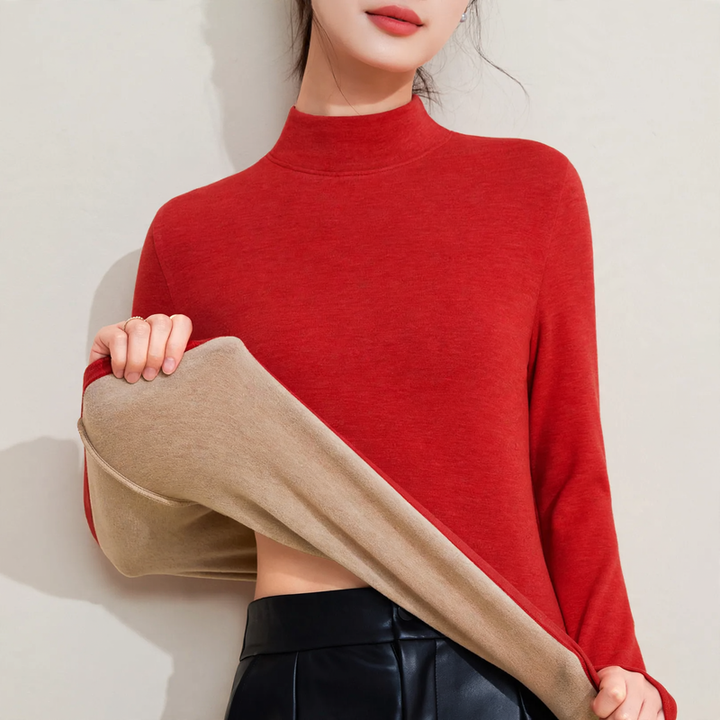 Damen-Thermo-Unterziehshirt mit Stehkragen, gefüttert