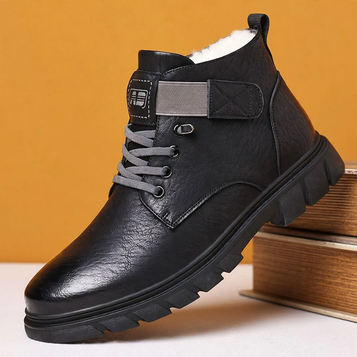 Gefütterte Herren-Stiefel, High-Top, Kunst-PU, Winter