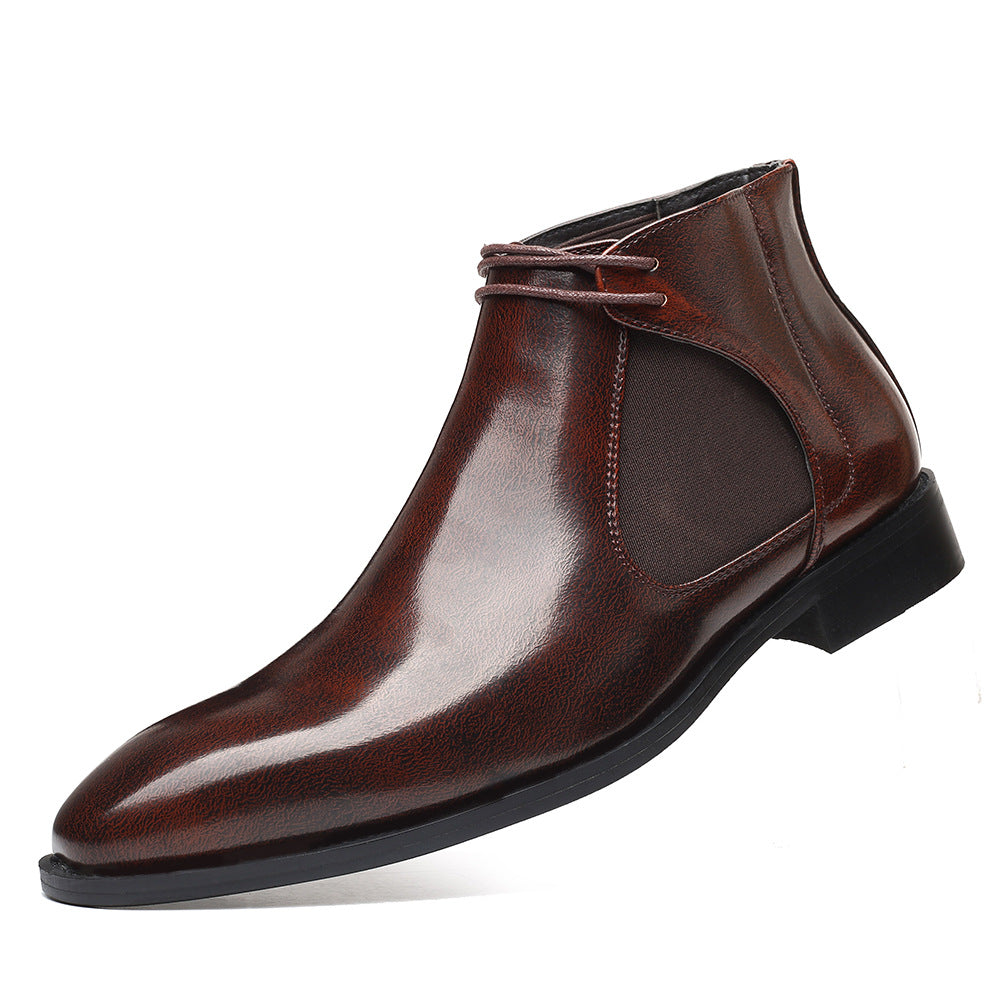 Chelsea-Stiefel, PU-Leder, rutschfest, quadratische Zehenpartie