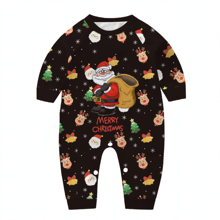 Weihnachts-Familien-Schlafanzug-Set, Langarm, Rundhalsausschnitt