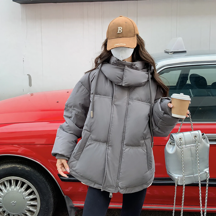 Gefütterte Damen-Winterjacke mit Kapuze, Übergröße