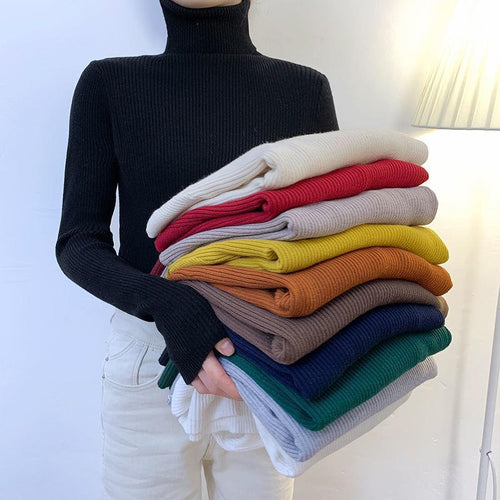 Damen-Rollkragenpullover, langärmlig, große Größen
