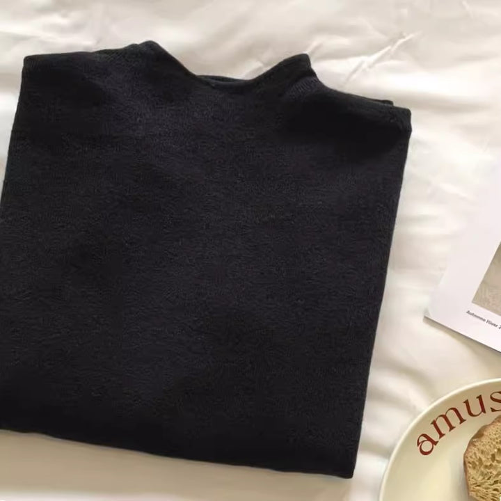 Damen-Strickpullover mit kleinem Stehkragen