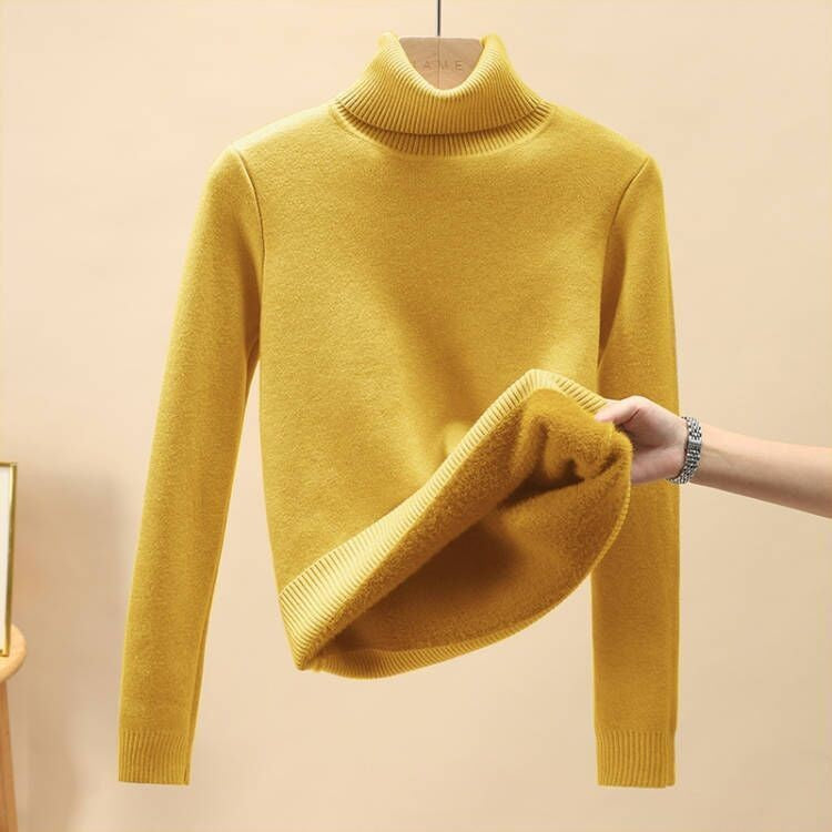 Damen-Pullover mit Stehkragen und Fleecefutter
