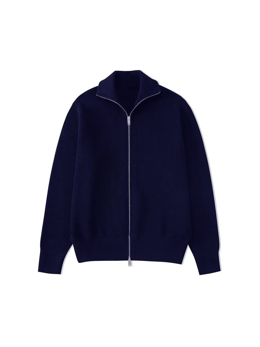Lockerer Damen-Strickpullover mit Reißverschluss und Stehkragen