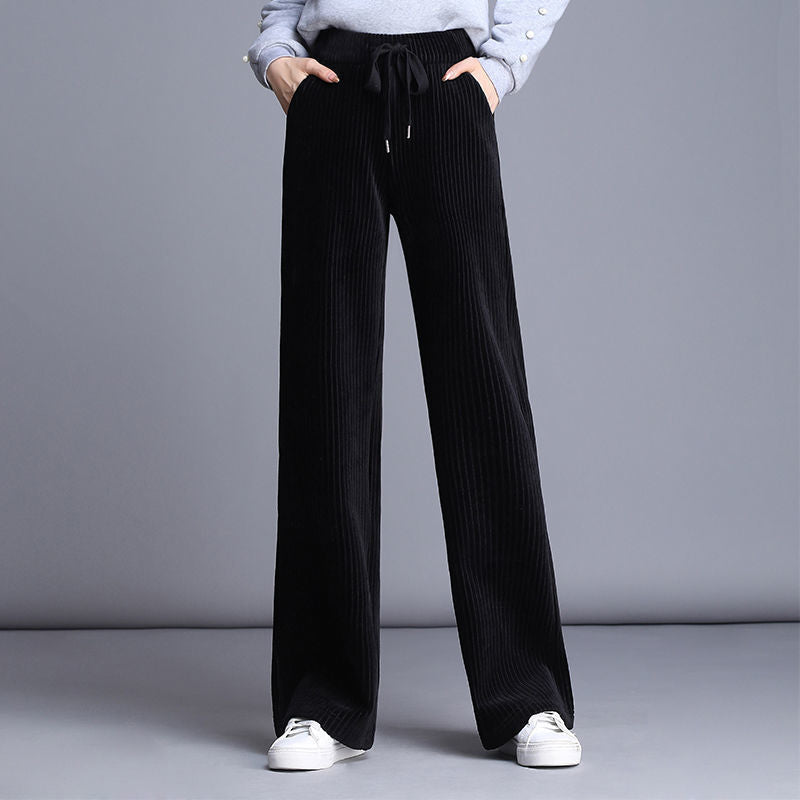 Damen-Cordhose mit weitem Bein, gefüttert