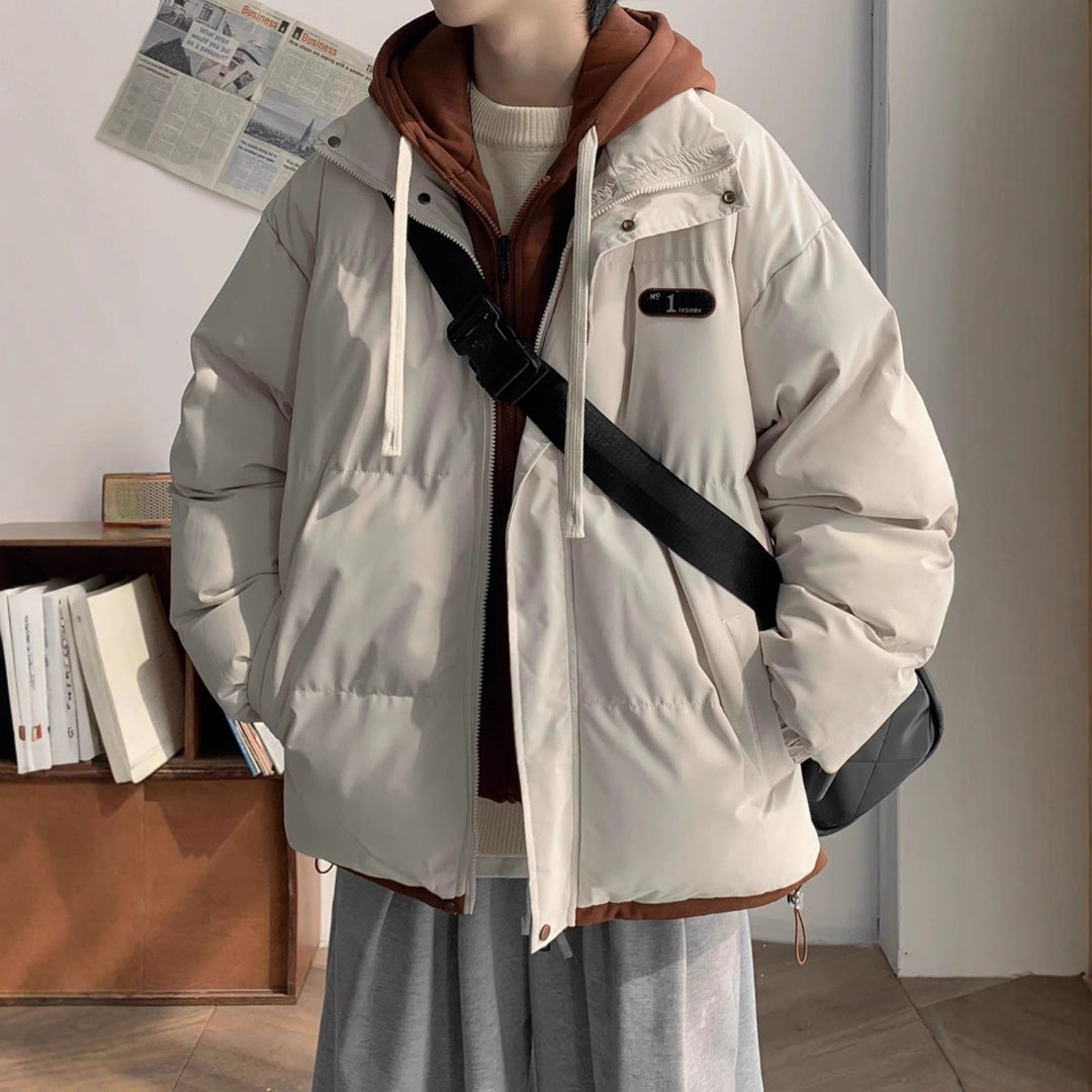 Herren Winterjacke, Kapuze, gefüttert, lockerer Schnitt