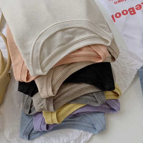 Baumwoll-Langarmshirt, Rundhalsausschnitt, Basic-Stil