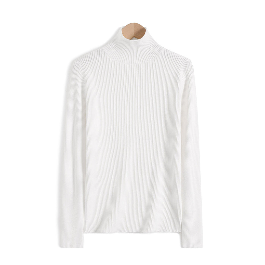 Damen-Strickpullover aus Wolle mit halbem Stehkragen