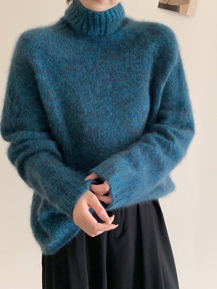 Damen-Rollkragenpullover aus 100% Schafwolle, locker