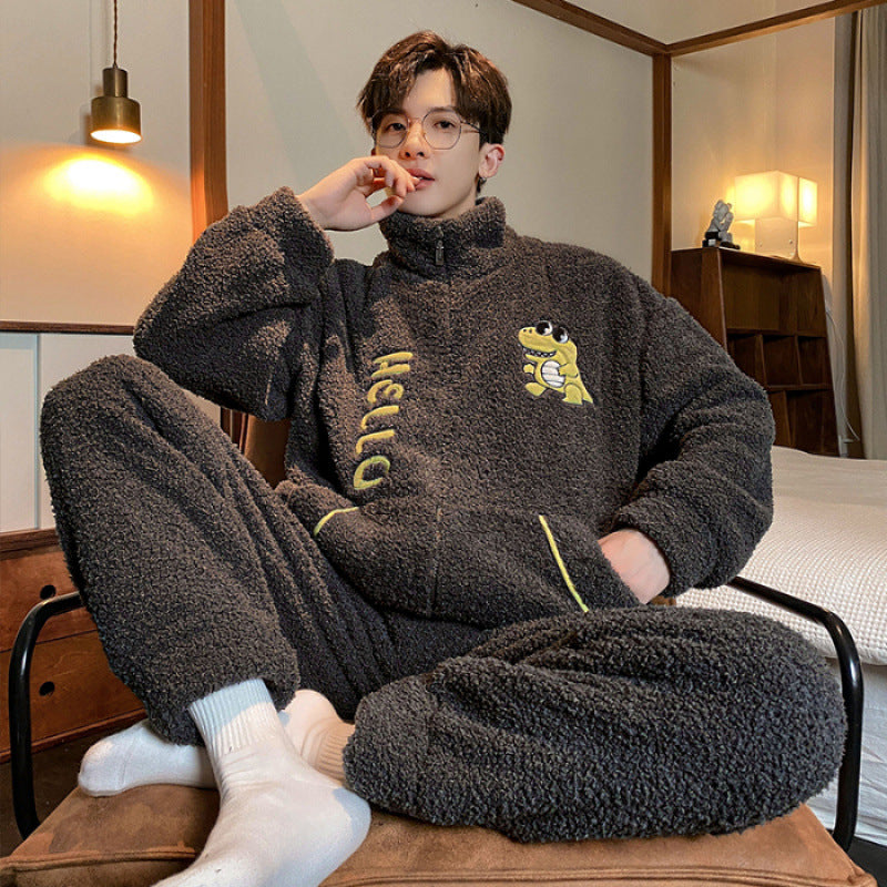 Herren-Pyjama-Set, Flanell mit Reißverschluss, warm