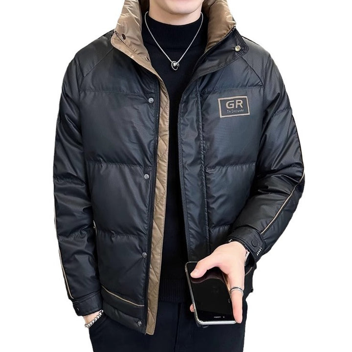 Einfarbige Herren-Daunenjacke, gefüttert
