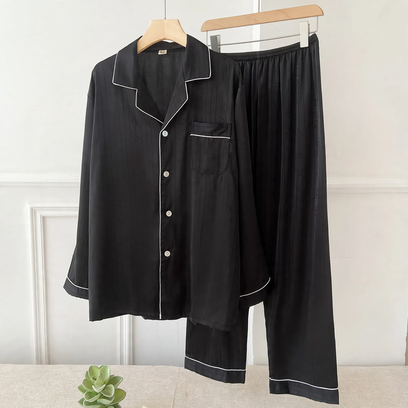 Elegantes Schlafanzug-Set aus Satin, Langarm, für Paare