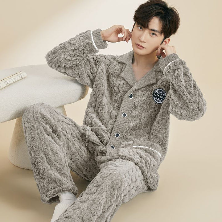 Herren-Pyjama-Set, Flanell, warm und atmungsaktiv