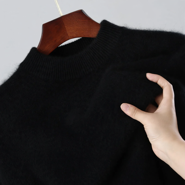 Herren-Wollpullover, Stehkragen, locker geschnitten