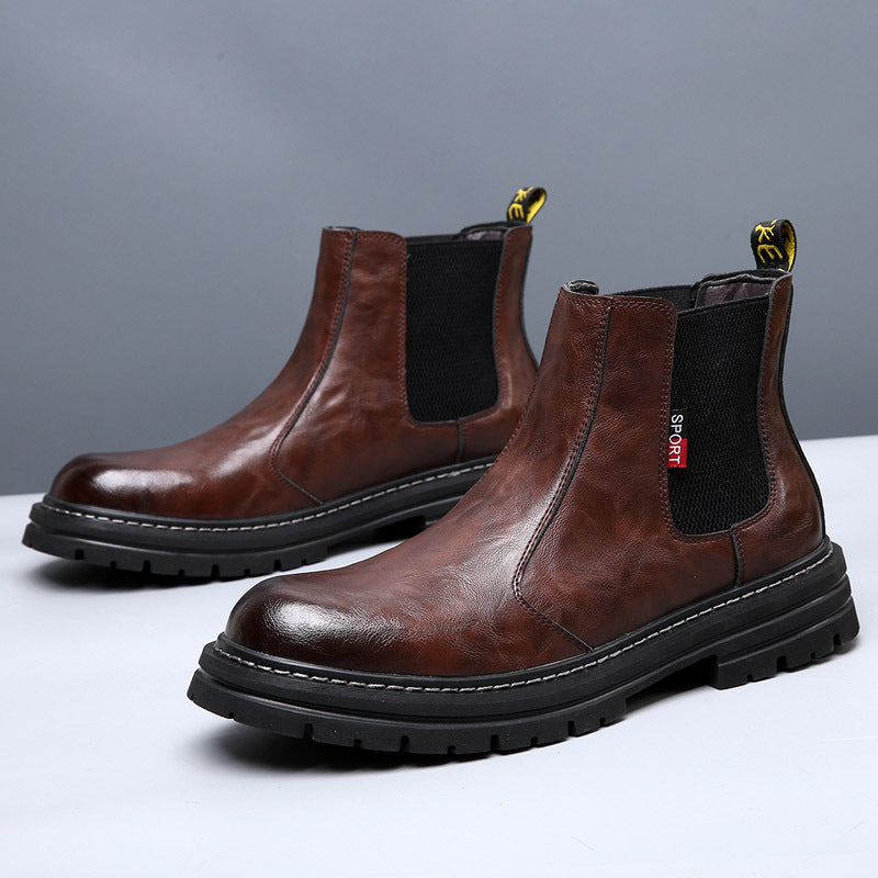 Herren Chelsea-Stiefel, gefüttert, Vintage-Stil, Leder