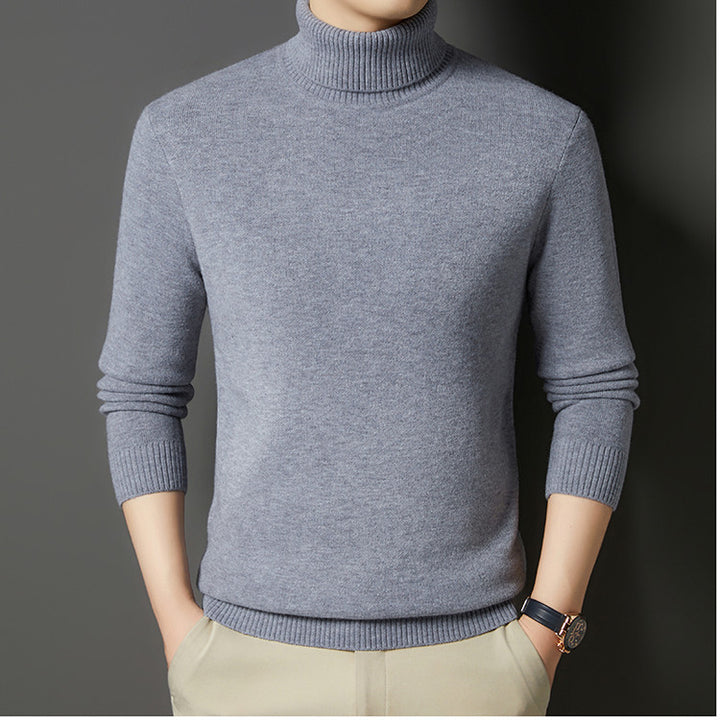 Herren-Rollkragenpullover mit Wollanteil, dick