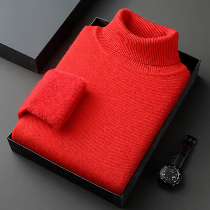 Herren-Strickpullover mit Rollkragen und Wollanteil