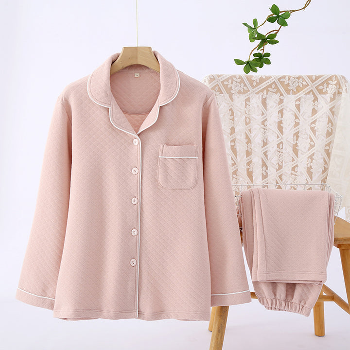 Paar-Pyjama-Set, Baumwolle, dreilagig gesteppt, warm