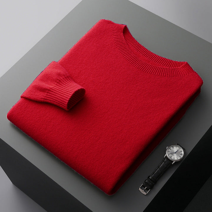 Herren-Wollpullover mit Stehkragen