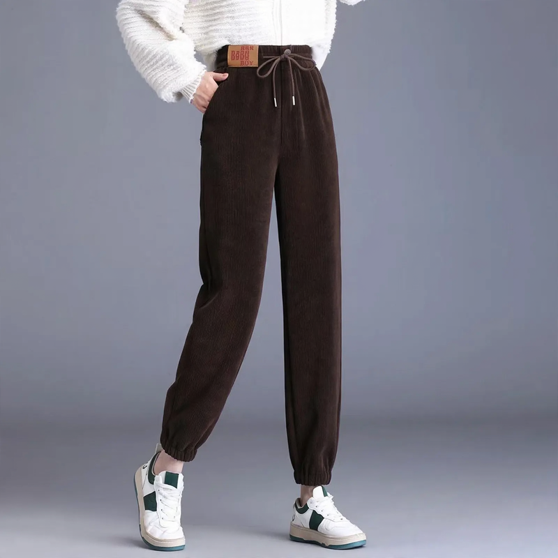 Kord-Freizeithose mit hohem Bund