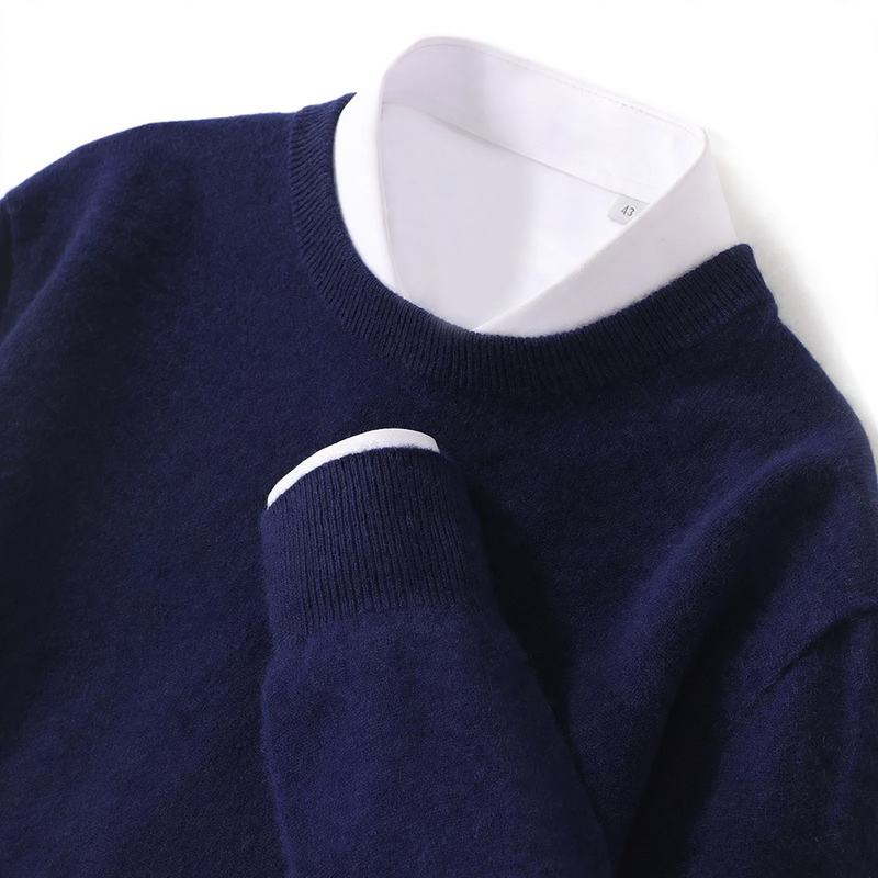 Herren-Wollpullover mit Rundhalsausschnitt