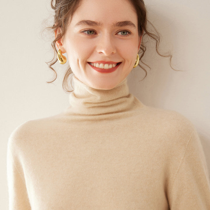 Weicher Kaschmir-Pullover mit Stehkragen