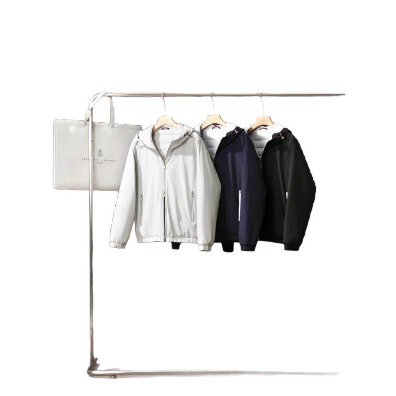 Elegante Herren-Kapuzenjacke, Wolle und Seide