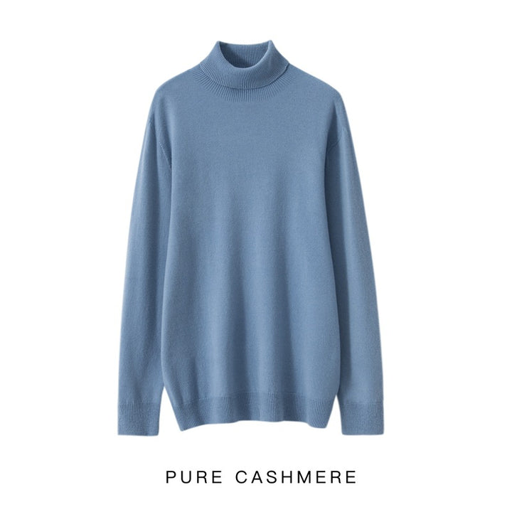 Herren-Rollkragenpullover aus reiner Wolle, Strick