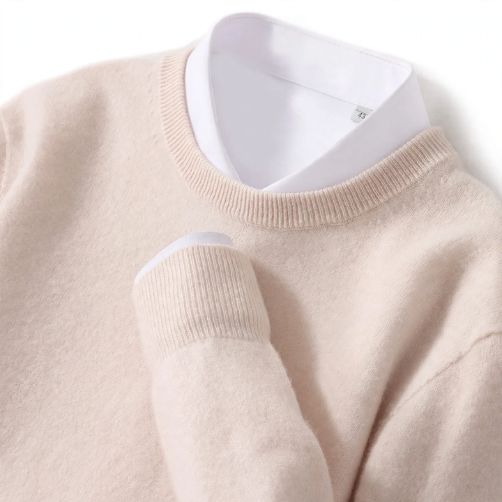 Herren-Wollpullover mit Rundhalsausschnitt