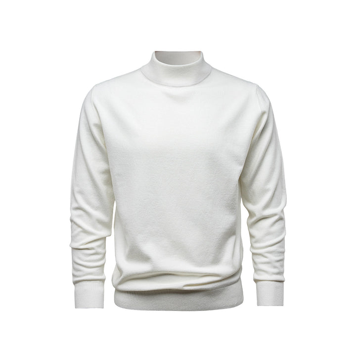 Herren-Strickpullover mit Stehkragen, einfarbig