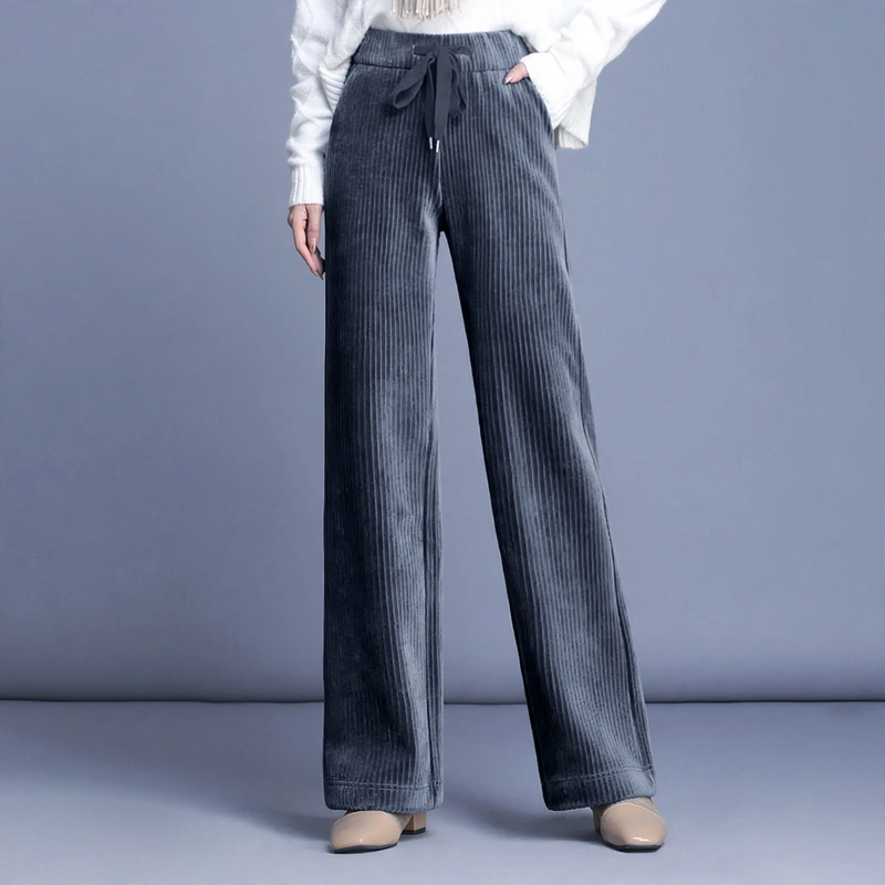 Damen-Cordhose mit weitem Bein, gefüttert