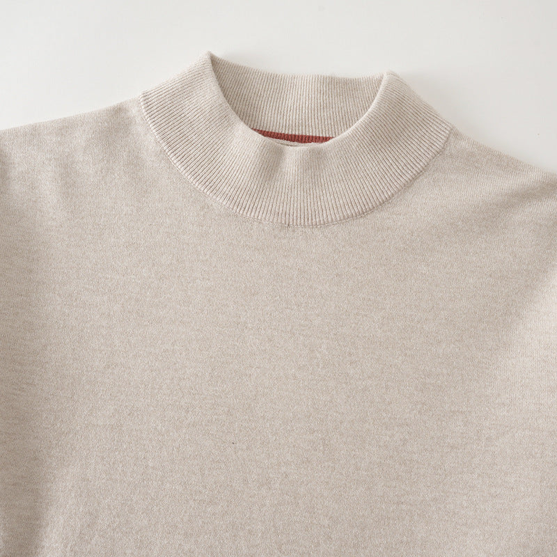 Herren-Strickpullover mit Stehkragen, einfarbig