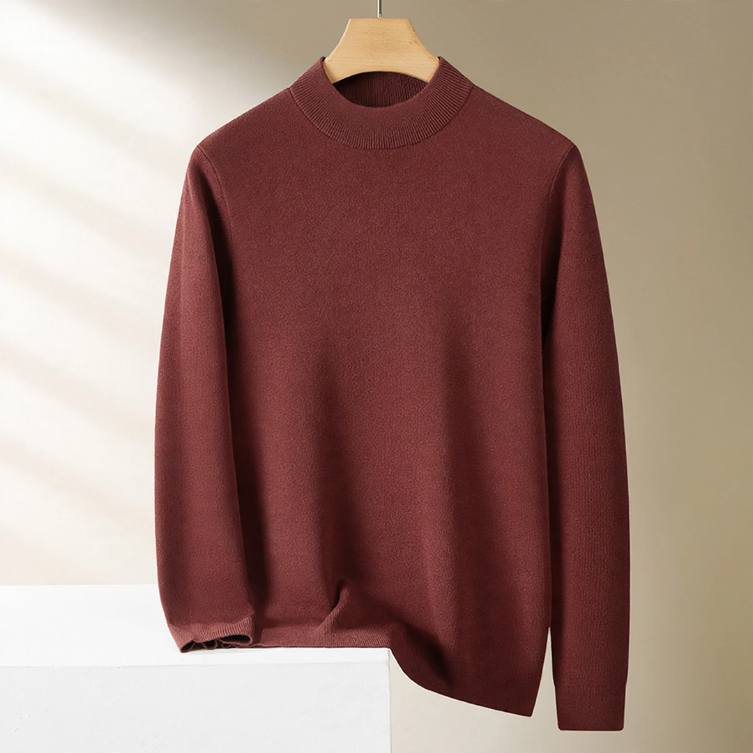 Herren-Wollpullover, Stehkragen, gefüttert