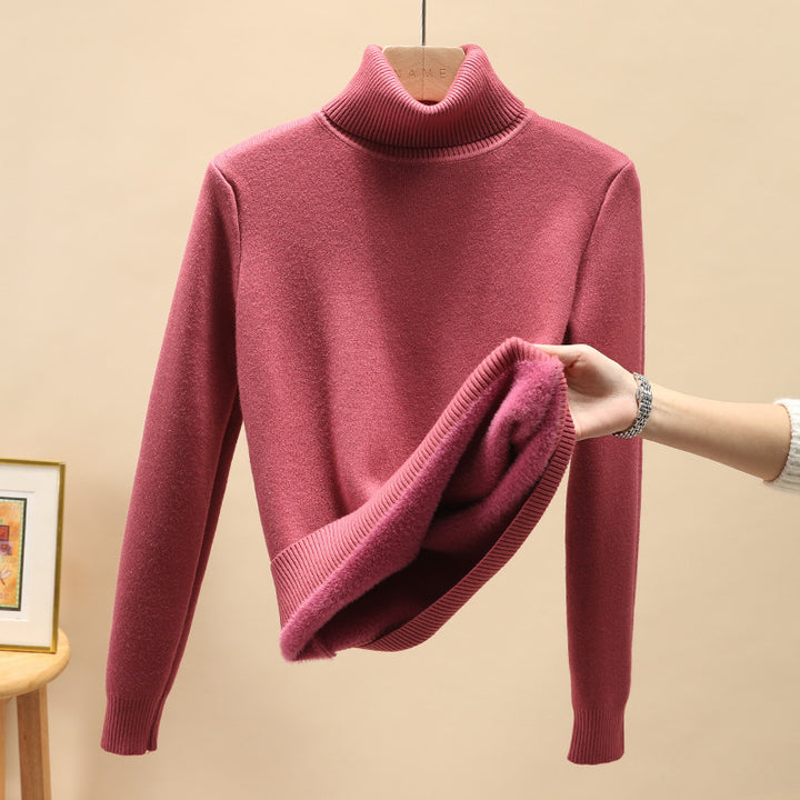 Damen-Pullover mit Stehkragen und Fleecefutter