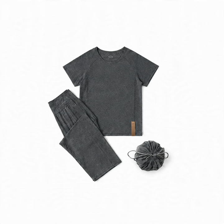 Herren-Schlafanzug-Set, atmungsaktiv, Rundhals