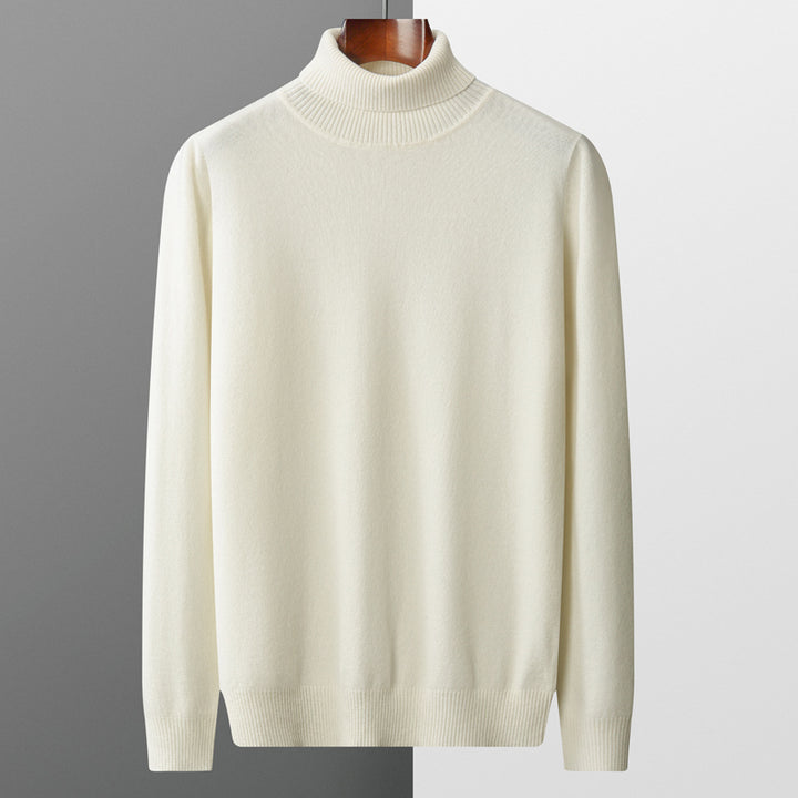Herren-Rollkragenpullover, einfarbig, langärmelig, Strick