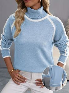 Lockerer Damen-Strickpullover mit hohem Kragen
