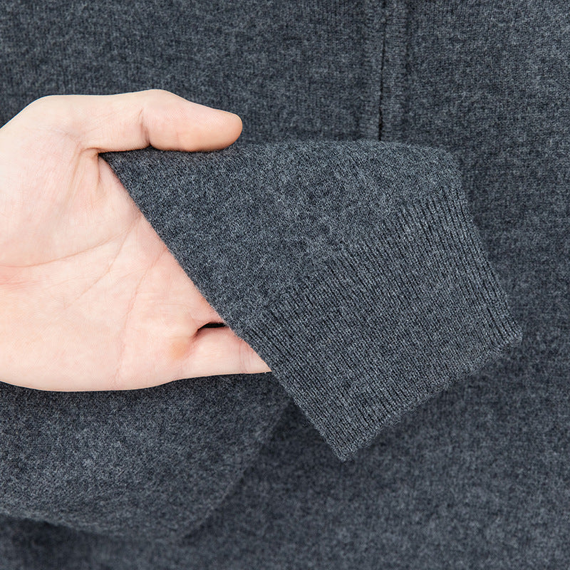 Herren-Wollpullover mit Reißverschluss und Stehkragen