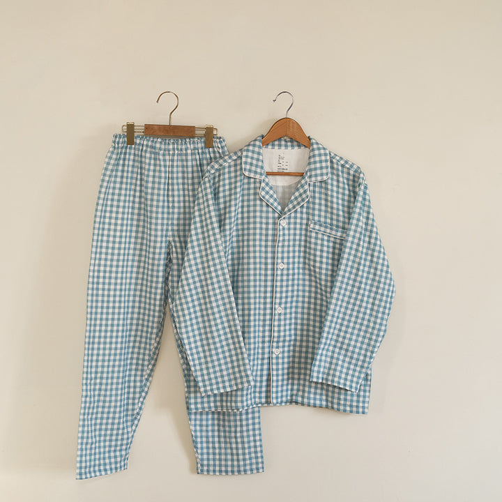 Baumwoll-Schlafanzug, Doppelgaze, Langarm, Unisex
