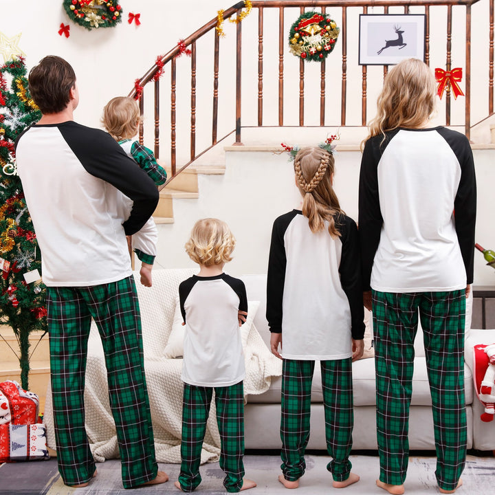 Weihnachts-Familien-Schlafanzug-Set mit Karomuster, langärmelig